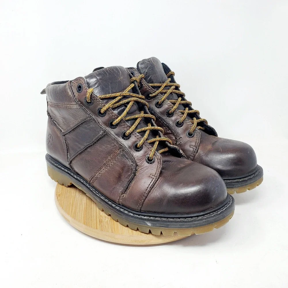 Dr Martens Boots Mens 10 Fynley Brown Lace Up Y2K Grunge Punk‎ Hiker Work Shoes